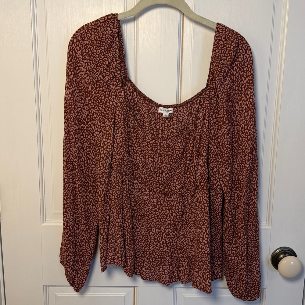love, fire brand Red Print Peasant Blouse size XL
